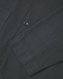 Closer detail view of patch pockets, cuff detailing, corozo buttons and extra durable weave of the organic cotton drill fabric.