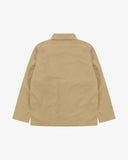 Back view of Uskees khaki ripstop field jacket showing the modern military silhouette.
