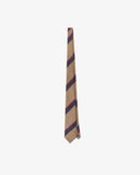 Full-length view of English-made recycled polyester repp tie in khaki from Uskees.