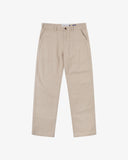 Front flat shot of Uskees oatmeal cotton drill trousers for men.