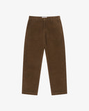 Front flat view of Uskees brown corduroy trousers for men on a white background.