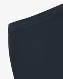 Close up front view of the elasticated waist of the blueberry drill pants from Uskees.