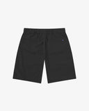 Back view of black 5024 men's ripstop utility shorts by Uskees. Clear view of the two jetted pockets, elasticated waist and relaxed fit.