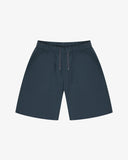 Front view of blueberry 5024 men's ripstop utility shorts by Uskees. Clear view of drawstring waist and deep utility front patch pockets.