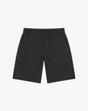 Front view of black 5024 men's ripstop utility shorts by Uskees. Clear view of drawstring waist and deep utility front patch pockets.