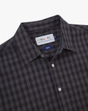 Uskees eastlands blue timber leah plaid shirt with a visible Uskees brand label at neck, hanging loop and fabric pattern.