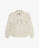 Front flat shot of an Uskees beige long sleeved shirt for men.