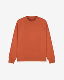 Front view of cinnamon-orange organic heavyweight cotton 7005 sweatshirt by Uskees demonstrating regular, flattering shape.