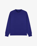 Front view of vibrant blue organic heavyweight cotton 7005 sweatshirt by Uskees demonstrating regular, flattering shape.