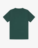 Back view of green organic cotton Uskees short-sleeved T-shirt.