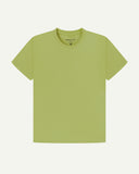 Full flat view of green-yellow organic cotton Uskees T-shirt for men.