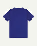 Back view of vibrant blue organic cotton Uskees short-sleeved men's T-shirt.