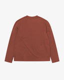 Back view of the Uskees chestnut brown organic cotton jersey long-sleeved T-shirt.