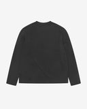 Back view of faded black organic cotton Uskees long-sleeved T-shirt.