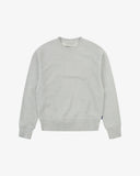 Front flat shot of Uskees grey marl Champ Sweatshirt for men indicating oversized shape and rib detail jersey.