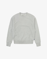Front flat shot of Uskees grey marl Champ Sweatshirt for men indicating oversized shape and rib detail jersey.