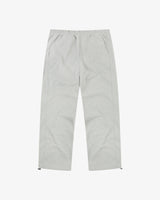 Front flat shot of Uskees marl gray sweat pants for men showing adjustable hem with toggle and indicating relaxed and wide leg fit.