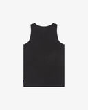Back view of Uskees black premium cotton workout vest showing slim-fit, sleeveless design.
