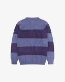 Back flat shot of Uskees violet and purple striped sweater for men.

