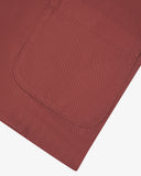 Closer detail view of patch pockets and extra durable weave of the organic cotton drill fabric.