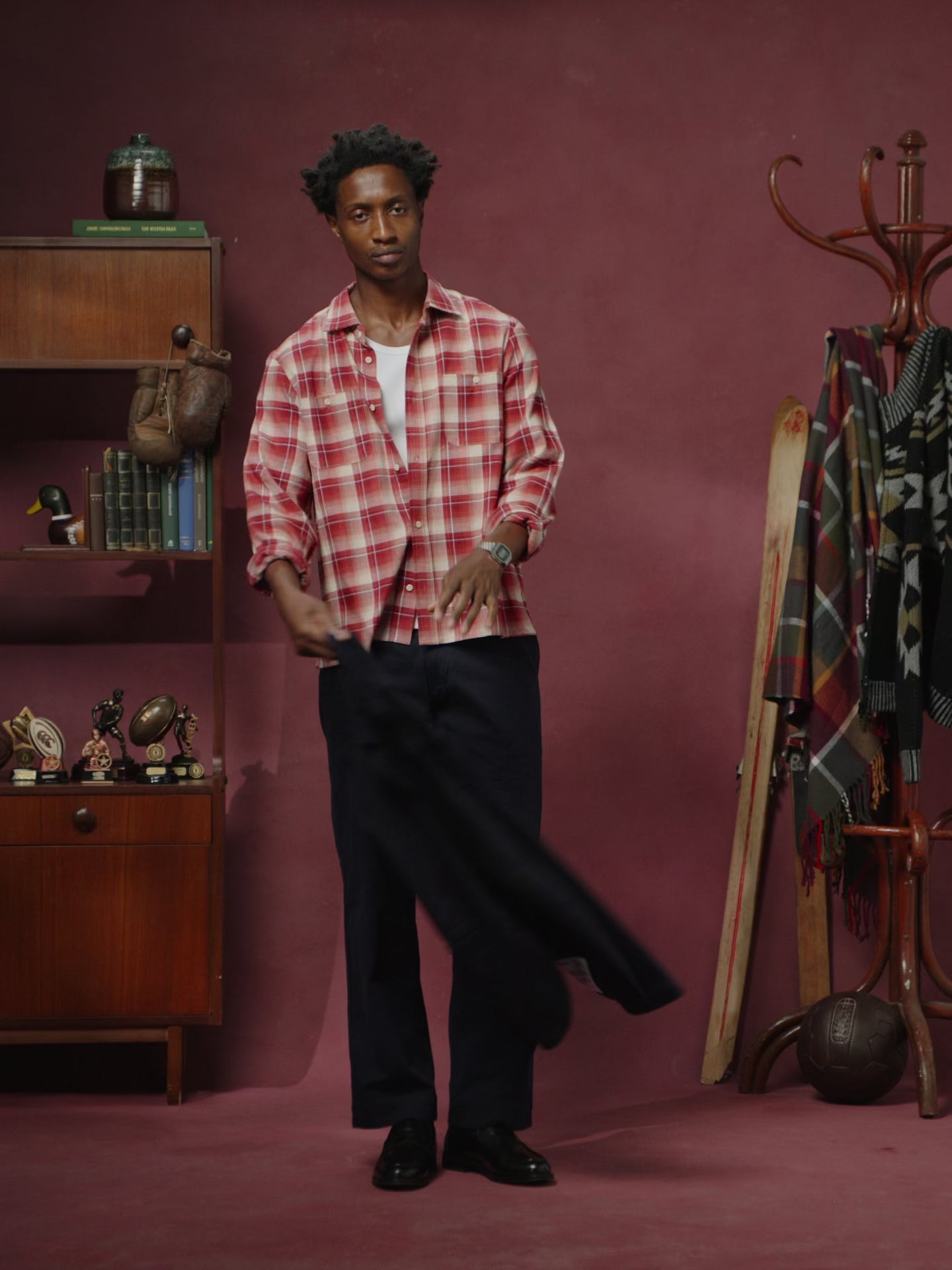  6015 Method shirt in red clay check