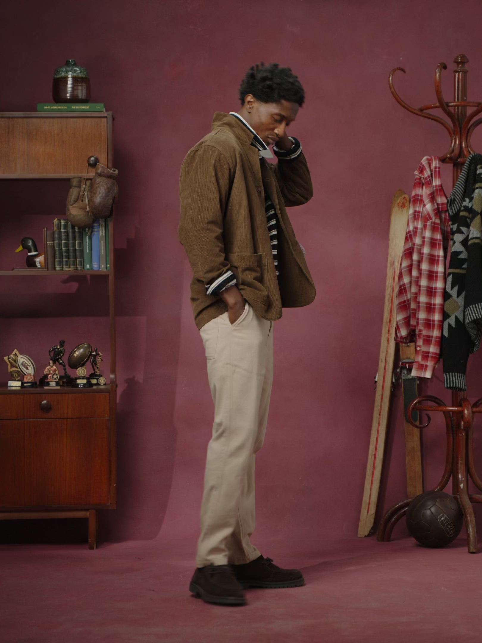 3006 Cord unions blazer - brown
5005 drill workwear pants - oatmeal
7025 Stange scrum jersey - dark peak